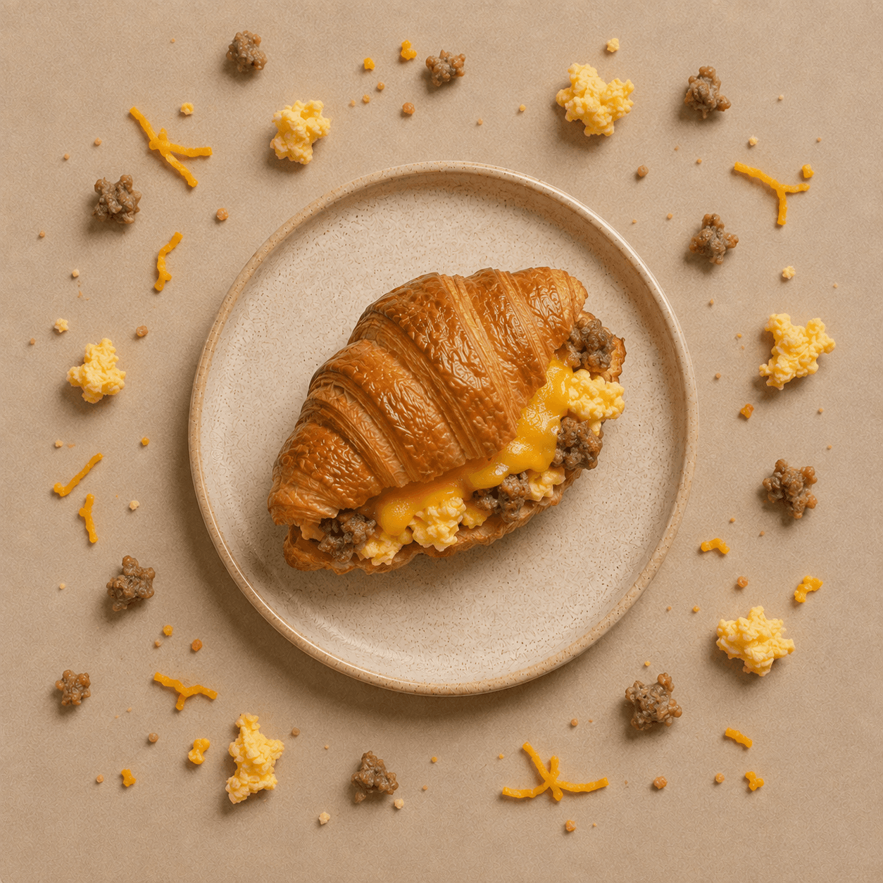 Sausage - Croissant With Egg & Cheese